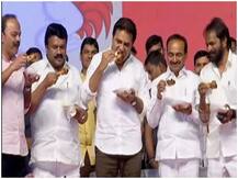 कोराना वायरस: अफवाहों के बीच जागरुकता के लिए हैदराबाद में मंत्रियों ने मंच पर खाया चिकन