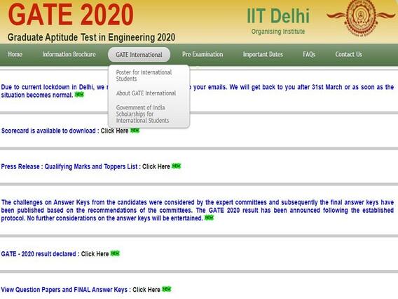 GATE 2020 का स्कोर कार्ड जारी, जानें महत्वपूर्ण डिटेल्स