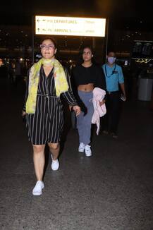 Pics: बेटी के साथ एयरपोर्ट पर स्पॉट हुईं काजोल, स्टाइलिश लुक में दिखी बेटी नयासा