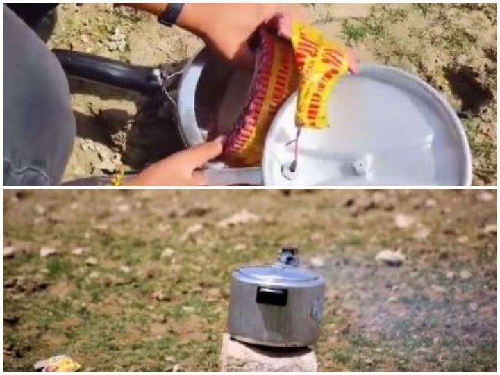 Thousands of firecrackers caught fire in cooker TikTok Video viral TikTok Video: प्रेशर कुकर में हजार पटाखे की लड़ी रखकर लगाई आग, जानें फिर क्या हुआ?