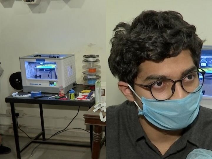 Delhi student preparing face shield for Corona Warriors with 3D printer कोरोना वॉरियर्स के लिए 3D प्रिंटर की मदद से फेस शील्ड तैयार कर रहा है दिल्ली का छात्र