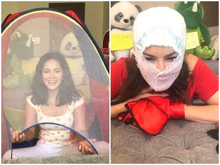 Photos: सनी लियोनी ने इमरजेंसी मास्क के लिए चेहरे पर पहना डायपर, तेजी से वायरल हो रही हैं ये तस्वीरें