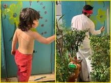 लॉकडाउन के दौरान सैफ और तैमूर ने बनाई दीवार पर पेंटिंग, तस्वीरें हो रही हैं वायरल