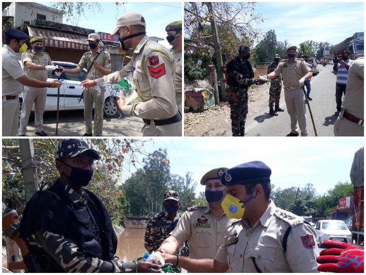 जम्मू : नाकों पर तैनात पुलिस के जवानों और अर्धसैनिक बलों में बांटे गए मास्क, सैनिटाइजर और दस्ताने Jammu: masks, sanitizers and gloves distributed to Police and paramilitary forces ANN जम्मू : नाकों पर तैनात पुलिस के जवानों और अर्धसैनिक बलों में बांटे गए मास्क, सैनिटाइजर और दस्ताने