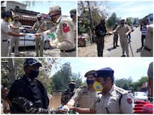 जम्मू : नाकों पर तैनात पुलिस के जवानों और अर्धसैनिक बलों में बांटे गए मास्क, सैनिटाइजर और दस्ताने
