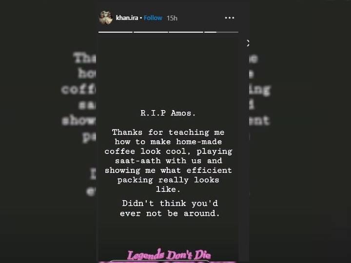 आमिर खान के असिस्टेंट के निधन पर इमोशनल हुईं इरा खान, भावुक पोस्ट में लिखा- लीजेंड कभी मरते नहीं