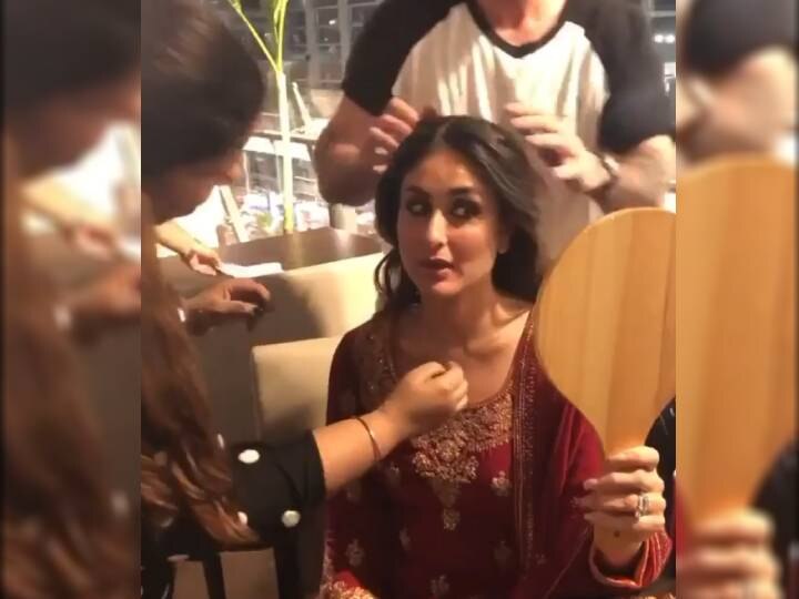 Kareena Kapoor Khan makeup video viral on Social media एयरपोर्ट पर कई लोगों ने मिलकर फटाफट करीना कपूर खान को किया तैयार, वायरल हो रहा है ये वीडियो