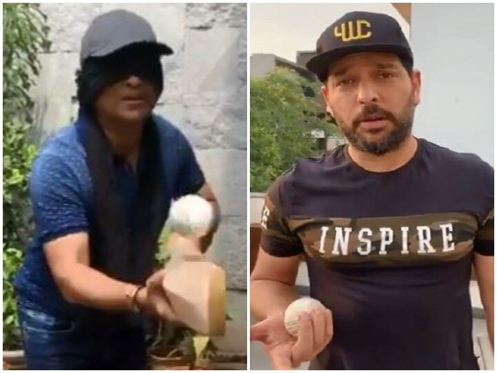 sachin tendulkar completes yuvraj singh's keep it up challenge with blindfold challenges back yuvraj युवराज के चैलेंज पर मास्टर ब्लास्टर सचिन का करारा जवाब, आंखों पर पट्टी बांधकर पूरा किया टास्क