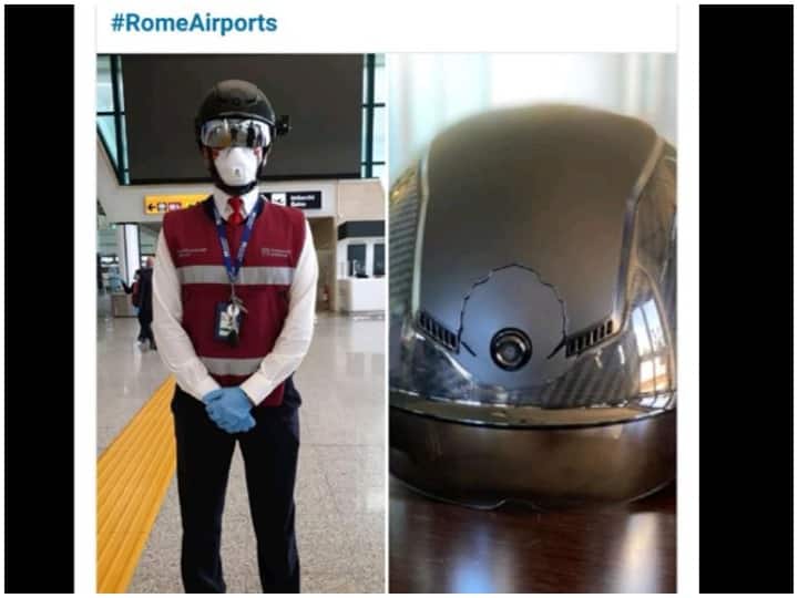 इटली: कोरोना वायरस का पता लगाने के लिए अनोखा स्मार्ट हेलमेट तैयार, पूरा शरीर होगा स्कैन Rome Airport is testing a smart helmet for coronavirus इटली: कोरोना वायरस का पता लगाने के लिए अनोखा स्मार्ट हेलमेट तैयार, पूरा शरीर होगा स्कैन