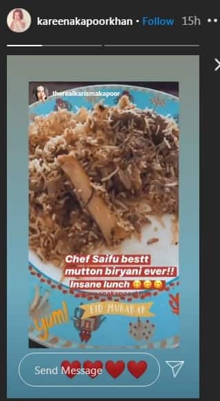 तस्वीर पर ईद मुबारक और यम के स्टीकर भी लगाए गए थे. वहीं करीना ने भी करिश्मा की इस तस्वीर को अपने इंस्टाग्राम स्टोरी पर रीपोस्ट किया.