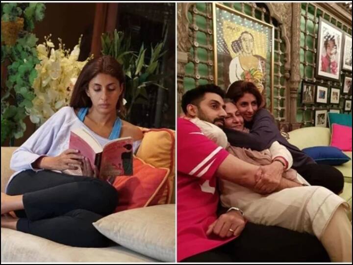 ये तस्वीर अमिताभ बच्चन के बंगले के हॉल की है. तस्वीर में एक ओर उनकी बेटी श्वेता बच्चन किताब पढ़ती दिख रही हैं, तो दूसरी ओर अभिषेक बच्चन, बहन श्वेता और मां जया बच्चन के साथ बैठे दिखाई दे रहे हैं. (तस्वीर: सोशल मीडिया)