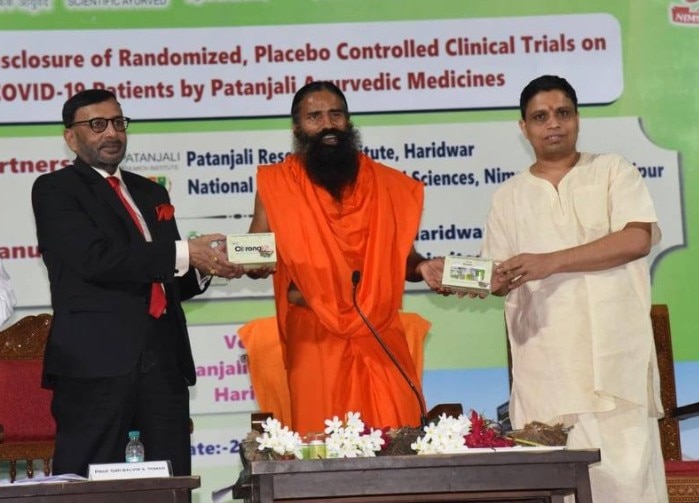 FIR against Baba Ramdev and others on COVID-19 cure claim राजस्थान: पतंजलि की कोरोनिल दवा मामले में रामदेव, आचार्य बालकृष्ण समेत पांच लोगों के खिलाफ FIR दर्ज