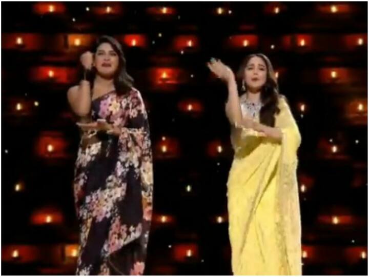 madhuri dixit shares throwback dance video song on Pinga with Priyanka Chopra in her birthday wish माधुरी दीक्षित ने प्रियंका चोपड़ा संग किया धमाकेदार डांस, खूब देखा जा रहा है थ्रोबैक Video