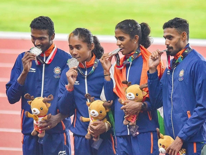 Indian 4x400m mixed relay team awarded gold medal for 2018 Asian Games after Bahrain's disqualification 2018 एशियन गेम्स: भारत का मिक्स्ड रिले का सिल्वर मेडल गोल्ड में तब्दील, बहरीन की एथलीट पाई गई थी डोपिंग की दोषी