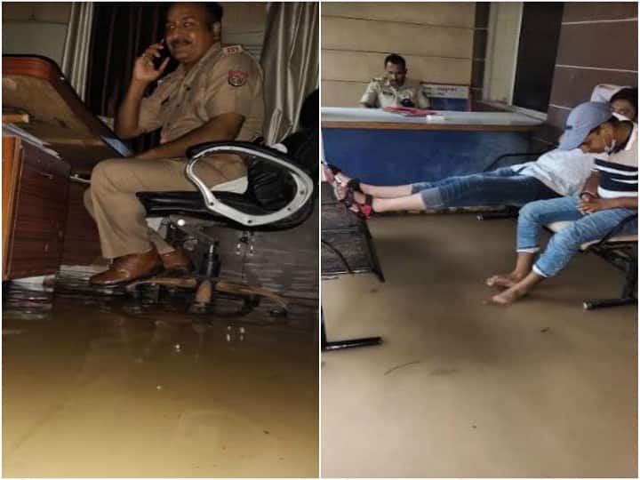 मेरठ: बारिश का पानी भरने से 'तालाब' बन गया ये थाना, देखें तस्वीरें In meerut due to heavy rain police station filled with water looked like flood ANN मेरठ: बारिश का पानी भरने से 'तालाब' बन गया ये थाना, देखें तस्वीरें