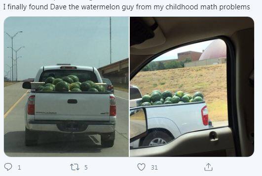 एक और यूज़र ने गणित शिक्षक पर मीम शेयर किया है, जिसमें वो तरबूज़ को लेकर बात कर रहा है, जो शिक्षक अकसर हमें किसी सवाल को हल करने को दिया करते हैं.