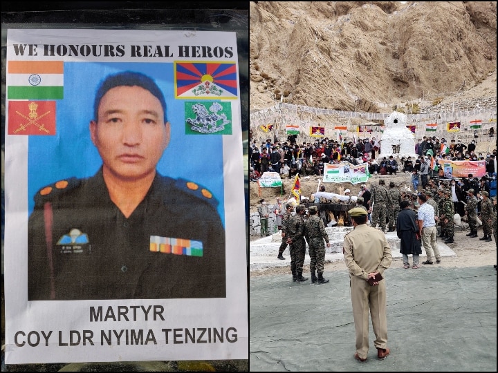 India China Border Dispute: SFF commando martyred in operation against China cremated in Leh- ANN चीन के खिलाफ ऑपरेशन में शहीद हुए SFF कमांडो का लेह में हुआ अंतिम संस्कार, शव-यात्रा में उमड़ी भीड़