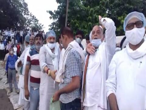 रघुवंश बाबू के अंतिम संस्कार के दौरान नीतीश कुमार के मंत्रियों ने जमकर लगाए नारे, कहा - ' मनरेगा मैन अमर रहे '