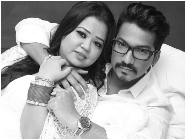 Comedian Bharti Singh And Haarsh Limbachiyaa Strike Couple Poses In White Outfit भारती सिंह और