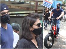 दादा राज कपूर के घर मां नीतू कपूर के साथ साइकिल से कंस्ट्रक्शन के काम का मुआयना करने पहुंचे रणबीर कपूर, तस्वीरें