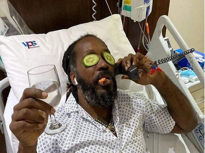 Chris Gayle KXIP star player admitted to hospital pic surface क्रिस गेल के हॉस्पिटल में एडमिट होने की तस्वीर आई सामने, इस बीमारी से जूझ रहा है स्टार खिलाड़ी