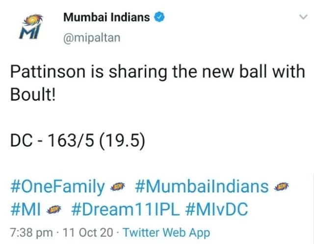 IPL 2020: मुंबई इंडियंस के ट्वीट पर बवाल, दिल्ली के खिलाफ मुकाबले में मैच फिक्सिंग को लेकर उठ रहे सवाल!