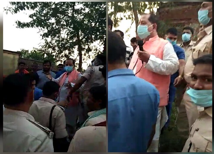 Bihar Election: During public relations, villagers threw cow dung on Nitish's minister, fiercely beat him, narrowly escaped ann Bihar Election: जनसंपर्क के दौरान नीतीश के मंत्री पर ग्रामीणों ने फेंका गोबर, जमकर की रोड़ेबाजी, बाल-बाल बचे