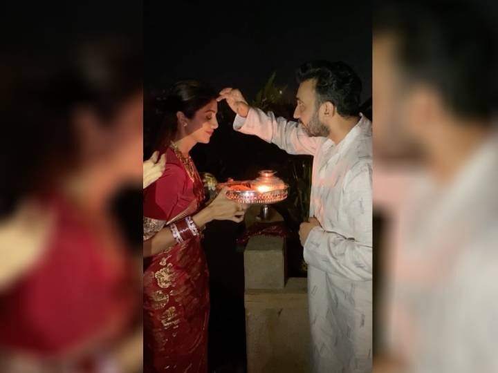 शिल्पा शेट्टी ने पति राज कुंद्रा के पैर छू कर करवा चौथ का व्रत, शेयर किया हुआ सेलिब्रेशन
