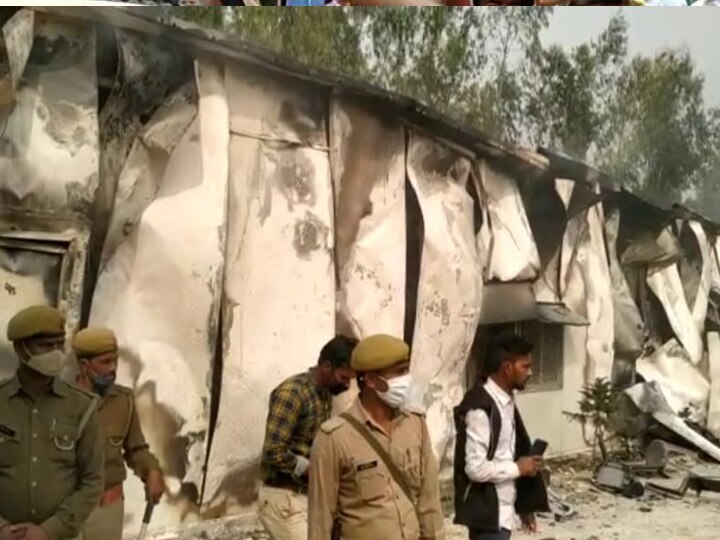 villagers set to fire office and lab of construction company in Amethi after an accident ANN अमेठीः कंस्ट्रक्शन कंपनी के डंपर की चपेट में आने से बुजुर्ग की मौत, गुस्साए लोगों ने ऑफिस और लैब फूंकी