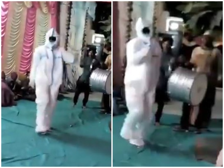 A man danced to the wedding wearing a PPE kit Viral Video: महफिल जश्न-ए-शादी की, और डांस PPE किट पहनकर, ऐसा समां बंधा कि वीडियो हुआ वायरल