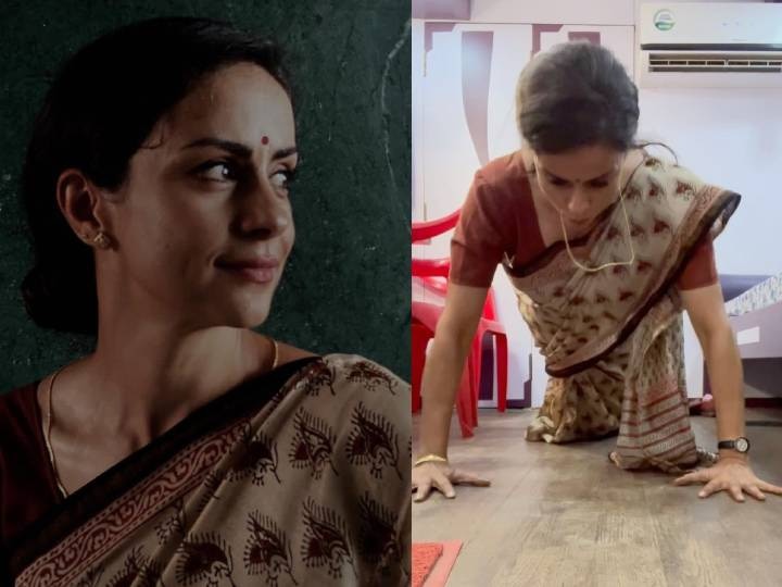 actress Gul Panag sari push ups viral video VIDEO: अभिनेत्री गुल पनाग ने साड़ी में लगाए पुश अप्स, सोशल मीडिया पर जमकर हुई तारीफ