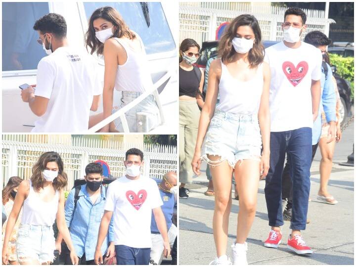 बॉलीवुड अभिनेत्री दीपिका पादुकोण को हाल ही में मुंबई में गेटवे ऑफ इंडिया पर स्पॉट किया गया. इस दौरान एक्ट्रेस के साथ अभिनेता सिद्धांत चतुर्वेदी भी दिखाई दिए. (Photo Credit: Manav Manglani)