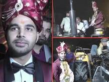 किसान आंदोलन के समर्थन में इंजीनियर ने अपनी शादी में करोड़ों की गाड़ी छोड़ ट्रैक्टर पर बारात लेकर हुआ रवाना