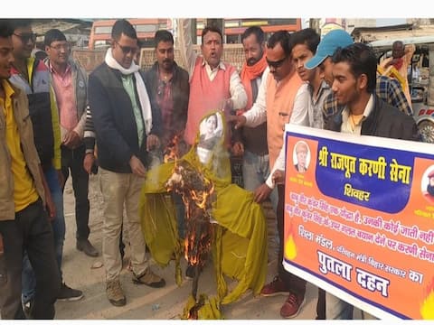 बिहार: करणी सेना ने परिवहन मंत्री शीला मंडल के खिलाफ किया प्रदर्शन, CM नीतीश से की ये मांग