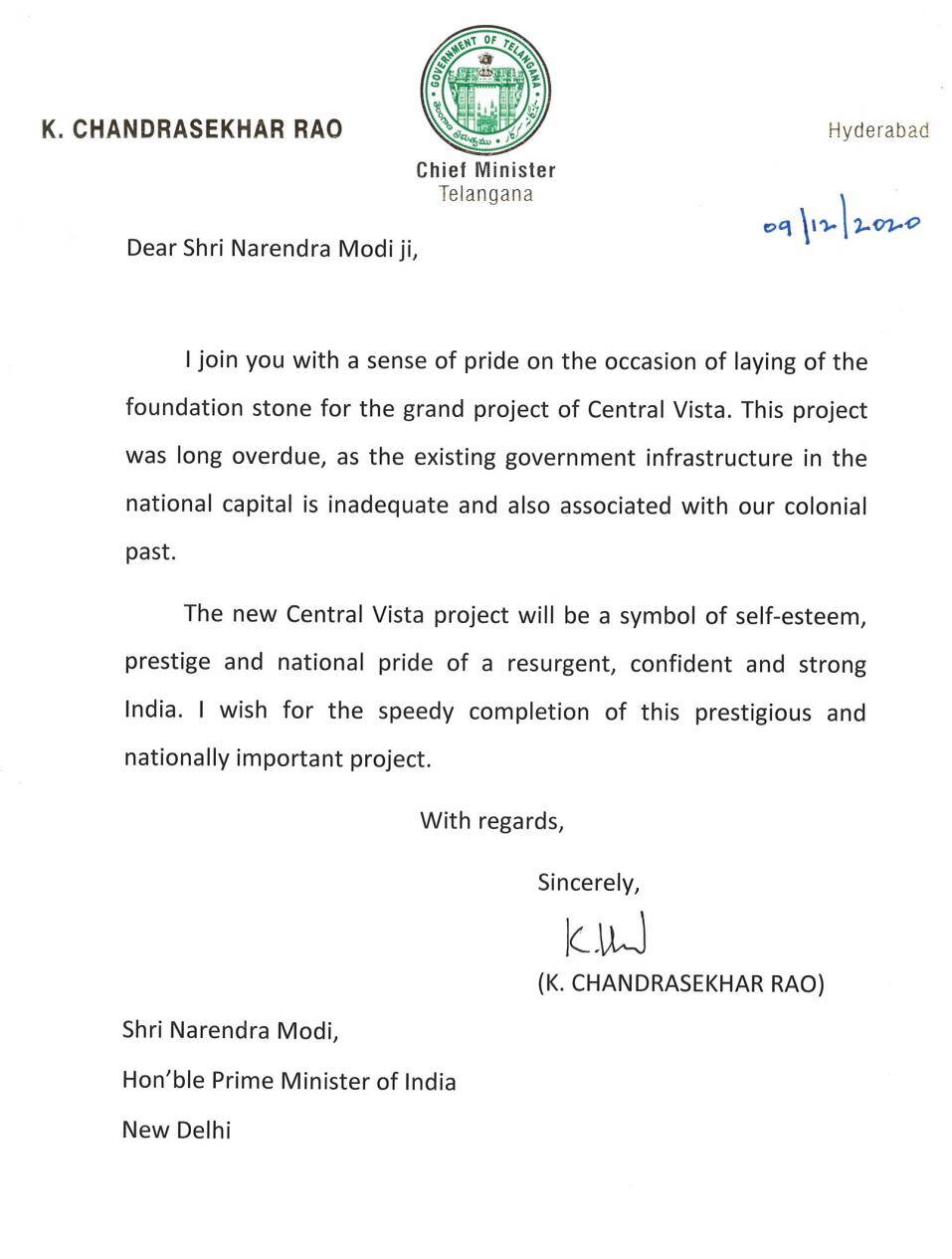 Central Vista Foundation: नए संसद भवन शिलान्यास कार्यक्रम से पहले केसीआर ने PM मोदी को दी बधाई