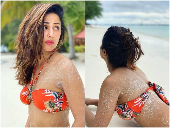 ऑरेंज बिकिनी में हिना खान का ये अंदाज़ देख फैन्स उनके कायल हो गए थे. (Pic credit: Instagram)