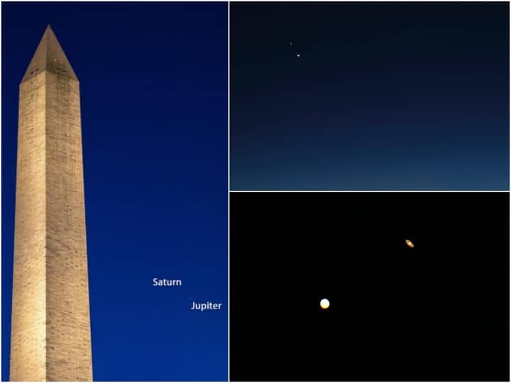 हमारे सौरमंडल में आज एक ऐतिहासिक घटना देखने को मिली. सूर्य का चक्कर लगाते हुए दो सबसे बड़े गृह शनि और बृहस्पति एक दूसरे के करीब आ गए. इसे वैज्ञानिकों ने Great Conjunction का नाम दिया है. ऐसा अद्भुत नजारा 800 सालों के बाद देखने को मिला है. आप भी देखें तस्वीरें.