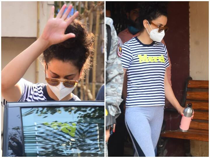 बॉलीवुड अभिनेत्री कंगना रनौत को हाल ही में मुंबई में स्पॉट किया गया. इस दौरान बी टाउन की क्वीन का लुक काफी सुर्खियों में बना हुआ है. (Photo Credit: Manav Manglani)