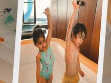 Taimur Ali Khan अपनी बहन Inaaya Khemu को करा रहे हैं एक्सरसाइज, बाथ टब में खिचवाई Photo