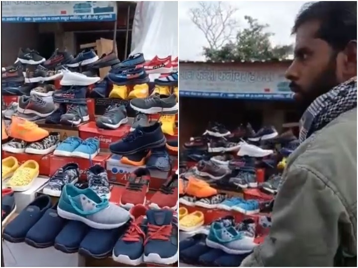 A man selling shoes in which Thakur words written police file complaint यूपी में जाति के रंग: बुलंदशहर में ‘ठाकुर’ लिखा जूता बेच रहा था दुकानदार, पुलिस ने हिरासत में लिया