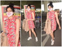 In Pics: तरबूज वाली ड्रेस और अजीबो-गरीब मास्क पहने घर से निकली ये अभिनेत्री, देखते रह गए सब