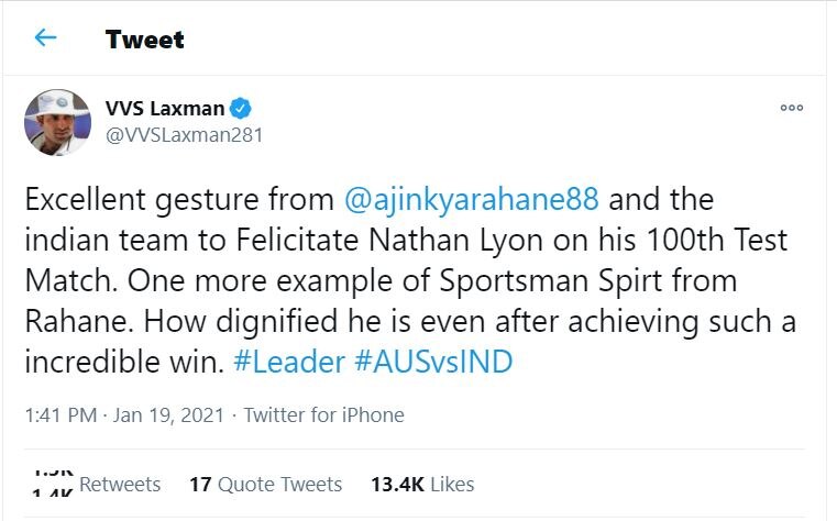 मैच के बाद रहाणे ने जीता दिल, 100वां टेस्ट खेलने वाले नेथन लायन को दी टीम इंडिया की जर्सी