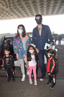 पति डेनियल, बेटी और जुड़वा बेटों के साथ एयरपोर्ट पर स्पॉट हुईं Sunny Leone, ऐसा था नन्हें शैतानों का अंदाज़