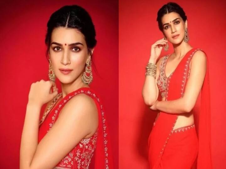 कृति सेनन सोशल मीडिया पर काफी एक्टिव होने के साथ-साथ अपने बिंदास लुक को लेकर जानी जाती हैं. साड़ी में कृति सेनन का ग्लैमरस अवतार को उनके फैंस ने काफी पसंद किया था. इसके साथ उन्होंने स्लीवलेस ब्लाउज पहना है. हाथों और कानों में ज्वैलरी उनके इस लुक को कंप्लीट करते हैं. 