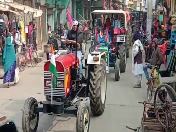 Bihar Jan Adhikar Party Worker Tractor March to Support Farmers Protest Delhi ann बिहार: किसानों के समर्थन में जन अधिकार पार्टी के कार्यकर्ताओं ने निकाला ट्रैक्टर मार्च