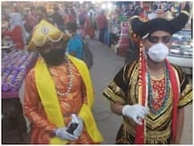 MP: भोपाल में शख्स ने धारण किया 'यमराज' का रूप, लोगों को पहना रहा है मास्क