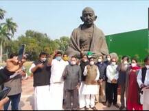 बजट सत्र की शुरुआत के बीच राहुल और कांग्रेस सांसदों का नए कानूनों के विरोध में संसद परिसर में प्रदर्शन