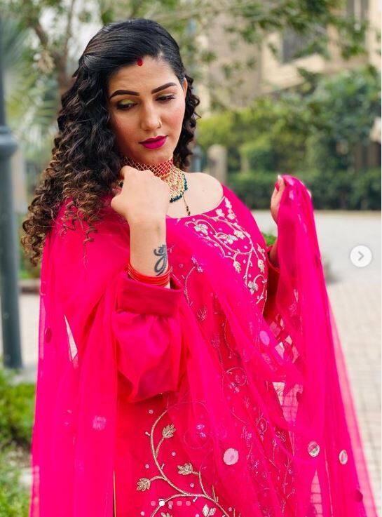 तस्वीरों में आप देख सकते हैं कि सपना चौधरी अपने बालों के कर्ल और कलाई पर बना टैटू फ्लॉन्ट करती दिखाई दे रही हैं.  (Photo Credit: @itssapnachoudhary Instagram)