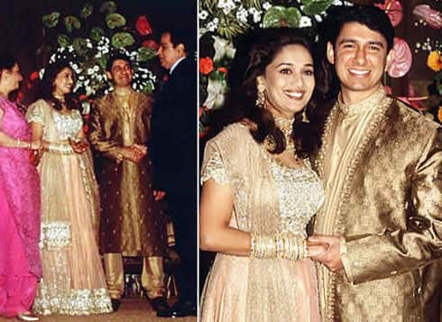 माधुरी ने अक्टूबर 1999 में एनआरआई डॉक्टर श्रीराम नेने से शादी कर सबको चौंका दिया था. गोल्डन और लाइट पिंक लहंगे में माधुरी का लुक देखने लायक था. उनकी शादी में बतौर मेहमान दिलीप कुमार और सायरा बानो भी पहुंचे थे. 