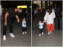 एयरपोर्ट पर नेहा धूपिया और अंगद बेदी ने दिखाई बेटी की पहली झलक, देखें तस्वीरें